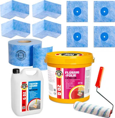 Produktbild von Dichtset Flüssigfolie 20kg Dichtband Dichtbahn Ecken Außen Innen Bad Dusche H328