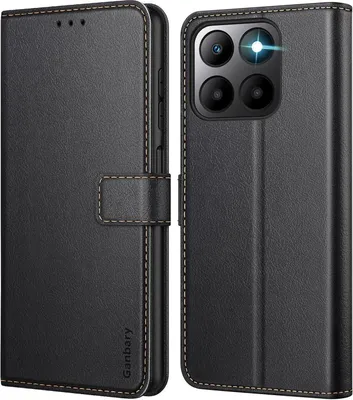 Produktbild von Ganbary Honor 70 Lite Handyhülle: Premium Leder Klapphülle, Kartenschlitzen, Magnetverschluss, Standfunktion - Schwarz