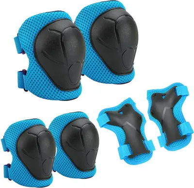 Produktbild von Kinder Protektoren Set Schoner, Schützer Set, 6er set für Kinder und Erwachsene - Ideale großflächige Schutzpolster,Knieschoner Kinder,Blau
