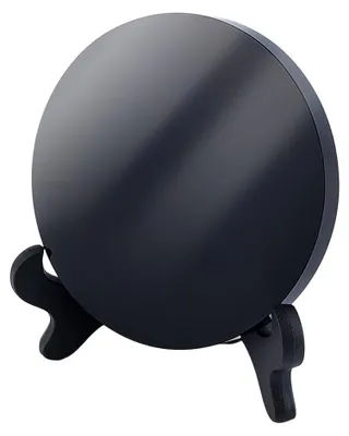 Obrázek produktu pro Černý obsidiánový zrcadlo pro věštění, rozměry 16 x 7 x 16 cm, s dřevěným stojanem, vhodné pro meditaci a jógu