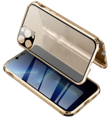 Immagine prodotto di Per Apple iPhone 13 Pro Max Custodia bifacciale magnetica in vetro Paraurti Privacy Oro