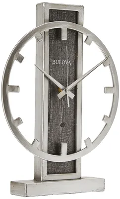 Tischuhr, antik-silber, 18 cm, geräuschloser Sekundenzeiger
