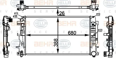 Produktbild von HELLA Kühler Motorkühlung 8MK 376 782-054 für VW CRAFTER 30-50 Kasten (2E_)