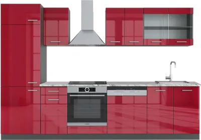 Produktbild von Küchenzeile Vicco R-Line Rot Hochglanz/Anthrazit 300 cm , AP Marmor, Model 43261