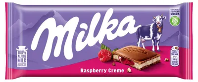 Produktbild von Milka Milchschokolade mit Himbeerfüllung 100 g