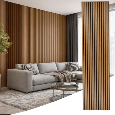 Produktbild von Vigevee Akustikpaneel Holz 240x60 cm faltbar, Holzlamellen Filz Eiche, Wandpaneel Lamellenwand Wandverkleidung Schallschutz 1 Stück