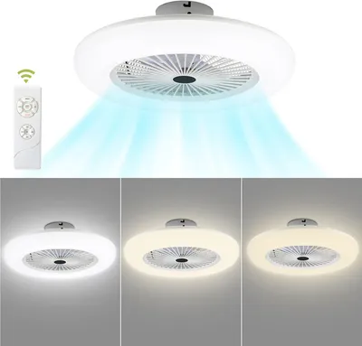 Zdjęcie produktu dla TolleTour 80W Wentylator sufitowy z oświetleniem / wentylator i oświetlenie z osobnymi przełącznikami, cicha lampa sufitowa