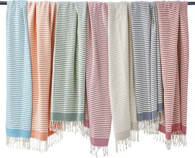 Produktbild von done.®  Plaid Hamamtuch PLAID LOUNGE STRIPES 100 x 180 cm 100% Baumwolle leicht , Farben:red