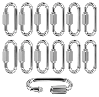 12er Set D-förmige Schraubkarabiner, 42 mm, verzinkt