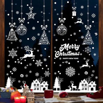 Produktbild von Famanu Fensterbilder Weihnachten, selbstklebend, Schneeflocken - 192 Stück