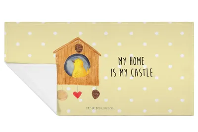 Produktbild von Mr. & Mrs. Panda Handtuch Vogel Haus - Gelb Pastell - Geschenk, 50x100, Flauschtuch, Wohnung, Familie, Zuhause, Frotteehandtuch, Lustige Sprüche, kleines, Castle, 100x50