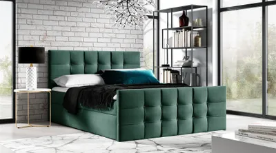 Produktbild von Boxspringbett Schlafzimmerbett NOEL 120x200cm Stoff Grün inkl. Bettkasten