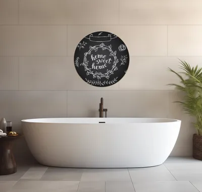 Produktbild von Wallario wasserfestes Poster selbstklebend 60 x 60 cm, Home sweet Home  Weiß auf Schwarz, Badezimmerposter Spritzschutz mit Hochglanzoberfläche in Glasoptik