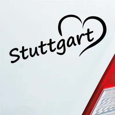 Produktbild von Auto Aufkleber Stuttgart Herz Stadt City Liebe Love Heart 19x8 cm Schwarz Glanz Sticker Heckscheibenaufkleber