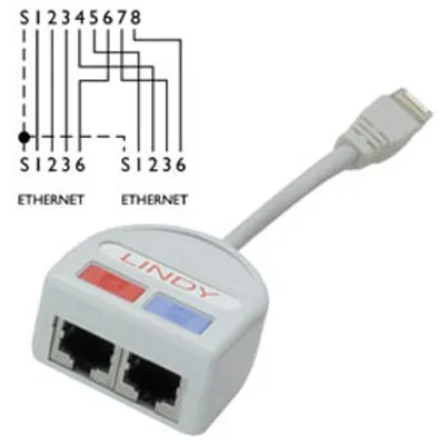 Immagine prodotto di Lindy 34002 Raddoppiatore di porte UTP 2x 10/100BT RJ-45 Splittercat.5 2xEthernet