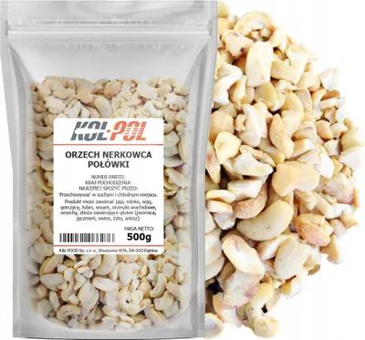 Zdjęcie produktu dla ORZECHY NERKOWCA 500g Połówki nerkowce naturalne wysoka jakość Kol-Pol