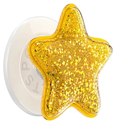 Image de PopSockets, support PopGrip Premium MagSafe étoile pailletée, doré