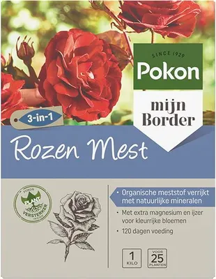 Produktbild von Pokon Rosendünger organisch 1kg, 120 Tage Langzeitwirkung, NPK 8-4-8