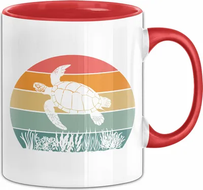 Produktbild von Schildlkröten Tasse Geschenk Vintage Grafik (Rot)