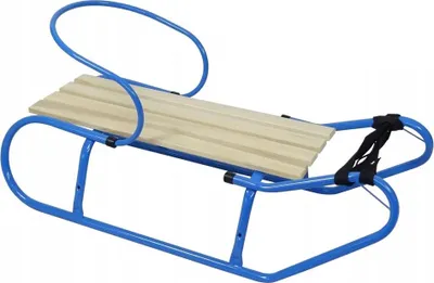 Produktbild von Schlitten mit Rückenlehne Kinderschlitten Metall Holzsitz; blau