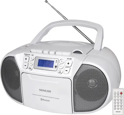 Obrázok produktu pre SENCOR SPT 3907 W Rádiomagnetofón s CD, BT, MP3, USB a AUX, Výstupný výkon 4 W RMS (2× 2 W)