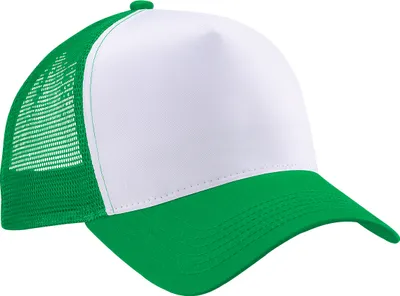 Produktbild von Beechfield Herren Mesh Trucker Baseballkappe RW260 (Einheitsgröße) (Grün/Weiß)