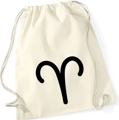 Produktbild von Huuraa Turnbeutel Widder Sternzeichen Zeichen 12 Liter Natural Baumwolle Rucksack Geschenkidee