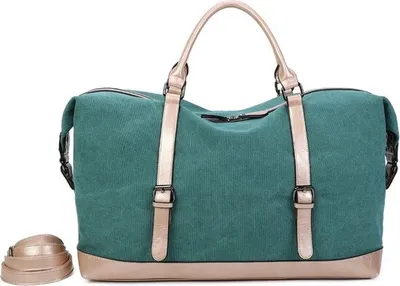Immagine prodotto di Ines Delaure borsa weekender 35 litri in tela/PU ecopelle, borsa sportiva con tracolla regolabile, canard