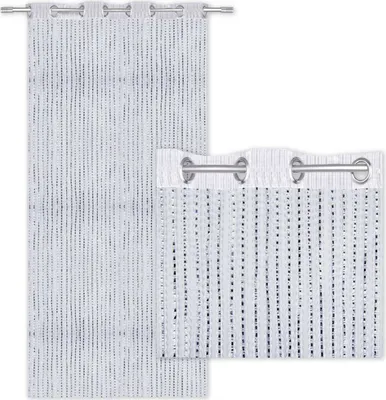 Produktbild von Fadenvorhang mit Ösen Metallic-Streifen, Größe: 140x250cm, Farbe: Weiß