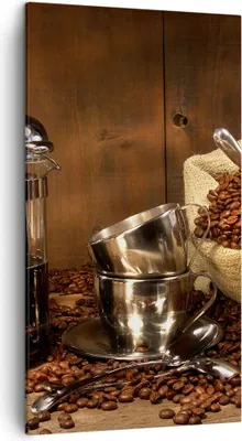 Produktbild von Bild auf Leinwand - Leinwandbild - Kaffeebohnen gerösteter Kaffee Tasse - 45x80cm - Wand Bild - Wanddeko - Leinwanddruck - Bilder - Kunstdruck - Leinwand bilder - Wandkunst - PA45x80-0434