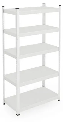 Image de 2 rayonnages pour charges lourdes, D x l x H : 150 x 75 x 30 cm, 875 kg, acier, 5 étagères, rayonnage de rangement, cave, garage, à assembler, blanc