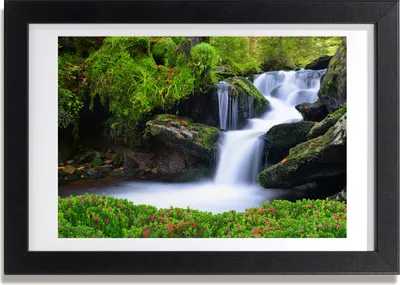 Produktbild von Bild 30x20 MDF-Rahmen, Wandkunst Wasserfall im Wald
