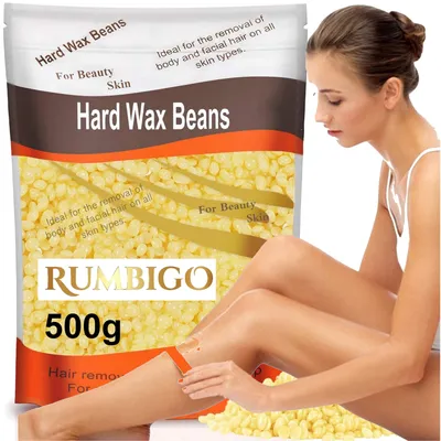 Obrázek produktu pro Přírodní tvrdý vosk RUMBIGO v granulích 500 g - objevte hedvábně hladkou pokožku, aniž byste museli opustit dům! Profesionální odstraňování chloupků bez proužků