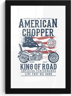 Produktbild von MuchoWow® MuchoWow® Gerahmtes Poster Mancave - Motor - Flagge - Vintage 20x30 cm - Poster mit zchwarzem Bilderrahmen - Drucken - Bilder Poster im Rahmen