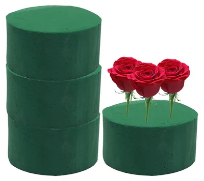 Productafbeelding van Bloemenschuim - Ronde bloemsteker-set voor verse bloemen - 4 stuks - 8x4 cm
