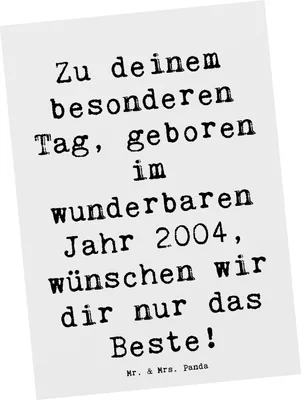 Produktbild von Mr. & Mrs. Panda Postkarte Spruch 2004 Geburtstag - Weiß - Geschenk, Happy Birthday, Geburtstagsgeschenk, Jahrgang, Grußkarte, Postkarten, Ansichtskarte, Herzliche Grüße