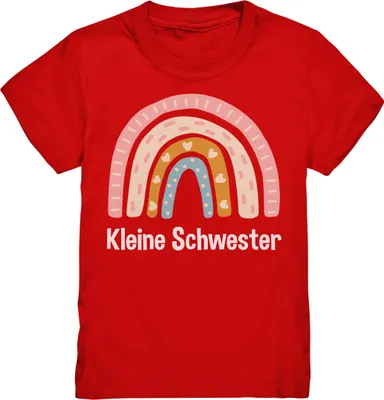 Produktbild von Kleine Schwester Geschenk Regenbogen Kleine Schwester Shirt – Red / 122/128 (7-8)