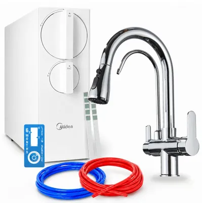 Immagine prodotto di Filtro per acqua a osmosi inversa Ari Nordic, 800 GPD, senza serbatoio, miscelatore da cucina a 3 vie, in ottone, con cartuccia in Vetroceramica, aeratore, girevole a 360 gradi, finitura cromata