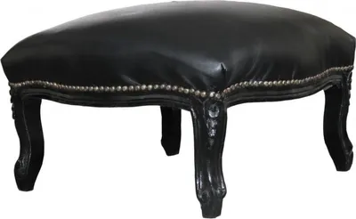 Image de Casa Padrino Tabouret de pied baroque XXL noir / noir aspect cuir - Tabouret - Style antique