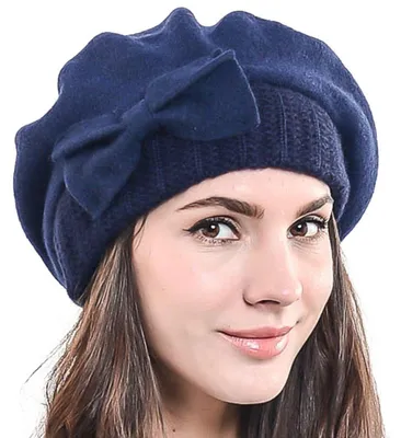 Zdjęcie produktu dla Czapka zimowa damska Barette, 100% wełna, model HY022, kolor: granatowy