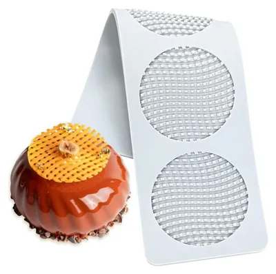 Productafbeelding van 3D-taartdecoratievorm, siliconen, rond, met rand, voor fondant, chocolade, bakaccessoires