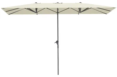 Produktbild von Doppelter Sonnenschirm 4,5 x 2,6 m fš¹r Terrasse und Garten, mit Kurbel, wasserdicht und UV-Schutz 50+, Creme