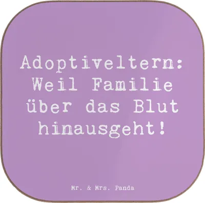 Produktbild von Mr. & Mrs. Panda Untersetzer für Gläser Spruch Adoptiveltern Liebe - Lavendeltraum - Geschenk, Dankeschön, persönliche Erinnerungen, Tassen, Tischuntersetzer, Handarbeit