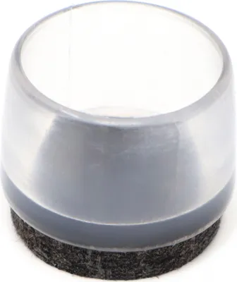 Produktbild von Adsamm® | Adsamm® / 16 x Stuhlbeinkappen mit Filz / Ø 22 mm / für runde Rohre Ø 21 - 22 mm / Transparent / rund / Filz-Möbelgleiter für Stahlrohrstühle
