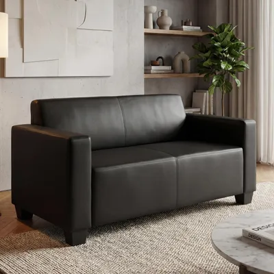 Obrázek produktu pro Modulární 2místná pohovka Lyon Lounge Sofa Faux Leather 136cm  černá