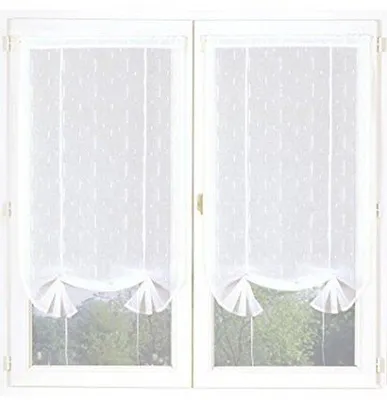 Productafbeelding van Witte Polyester Gordijn 60 x 140 cm - Uittrekbare Draadgordijnen (Set van 2)