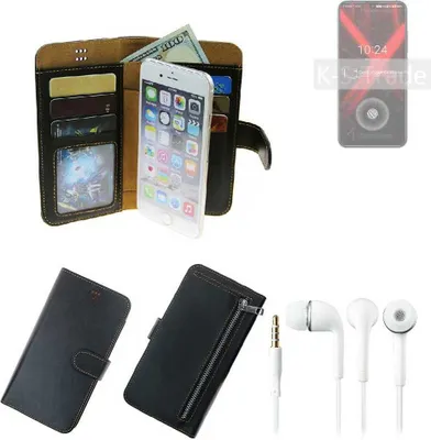 Produktbild von TOP SET Handy Hülle Schutz Hülle kompatibel mit UMIDIGI X  schwarz aus Kunstleder + Kopfhörer Smartphone Tasche vollwertige Geldbörse  K-S-Trade®