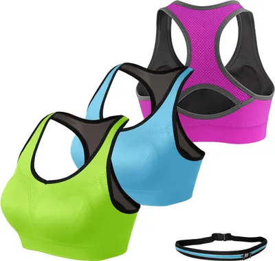 Obrázek produktu pro sada 3 dámských podprsenek Comfort Classic Racerback Sports Bra Top pro jógu a fitness trénink a 1 sportovní pás (36C 36D 38A 38B 38D )
