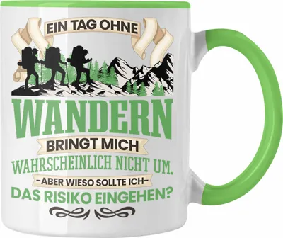 Produktbild von Trendation - Wandern Tasse Geschenk für Wanderer Berge Lustiger Spruch Geschenkidee (Grün)