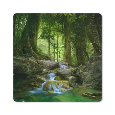 Produktbild von MuchoWow® Mauspad Mousepad Dschungel - Steine - Wasser - Natur - Pflanzen 30x30 cm - Mousepads - Maus Mat - Pad - Mausunterlage - Gaming